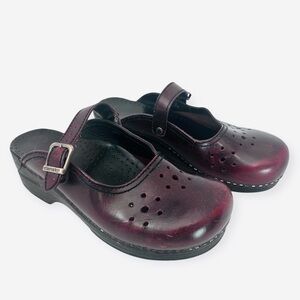 DANSKO Womens Merrie Oxblood Leather Mary Jane Slip On Clog Mule Sizr 40 us 9